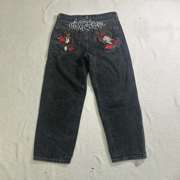 Ninth Hall Other - Ninth Hall Embroidered Graphic Black Denim Jeans Size 32x26